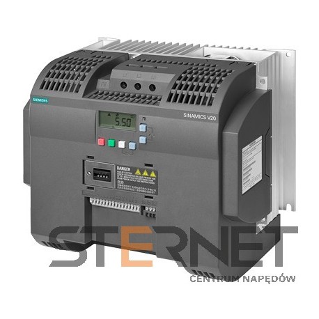SINAMICS V20 3AC380-480V -15/+10% 47-63HZ RATED POWER 11KW WITH 150% OVERLOAD FOR 60SEC INTEGRATED FILTER C3 I/O-INTERFACE: 4DI, 2DO,2AI,1AO FIELDBUS: USS/ MODBUS RTU WITH INBUILT BOP PROTECTION: IP20/ UL OPEN TYPE SIZE:FSD 240X207X173(HXWXD)